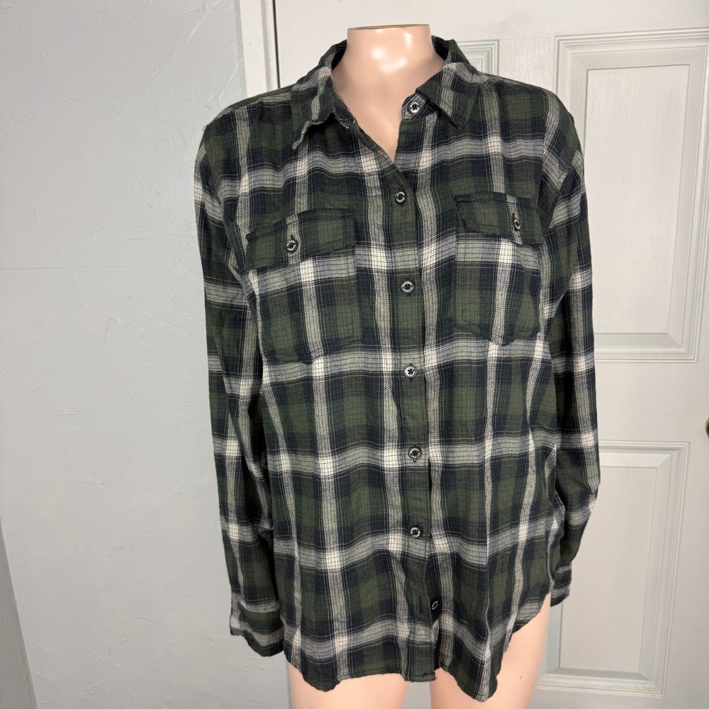 Marmot Mountain Works Women's Shirt XL Cotton Flannel Button Plaid Outdoor R3-1